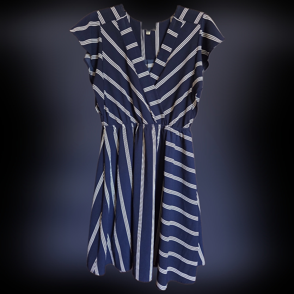 Navy Striped Women's Dress - Picture 1 of 7